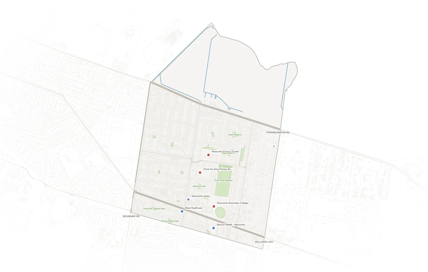 Newcomb urban fabric map