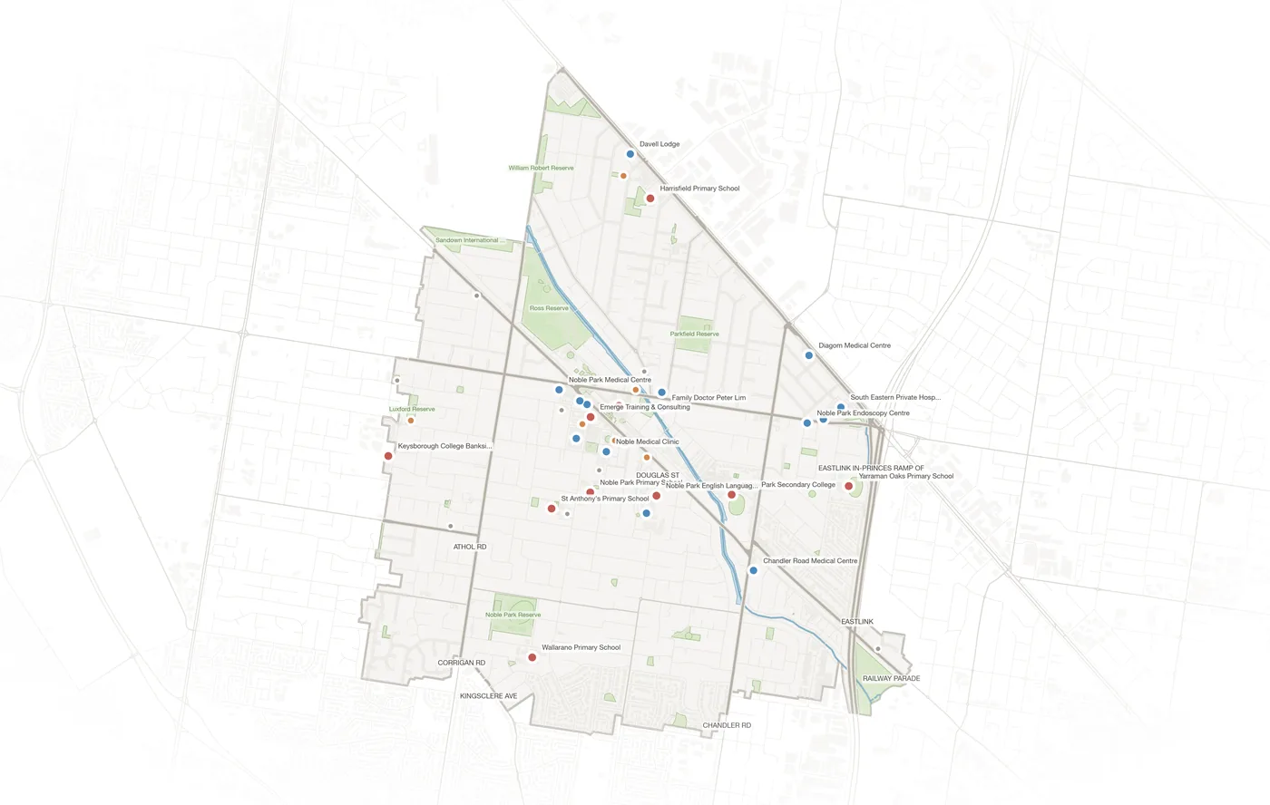 Noble Park urban fabric map