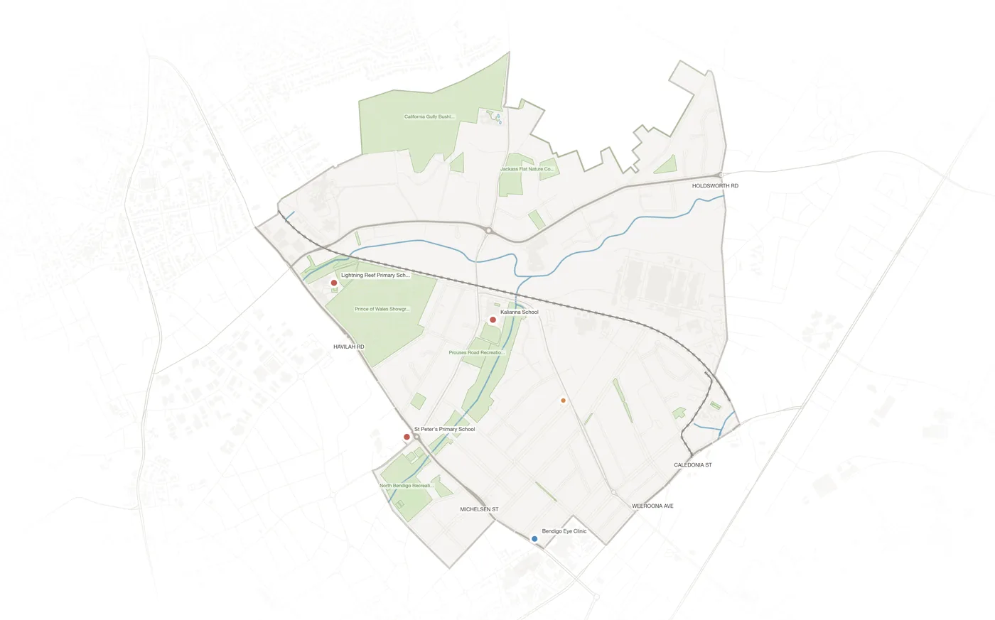 North Bendigo urban fabric map