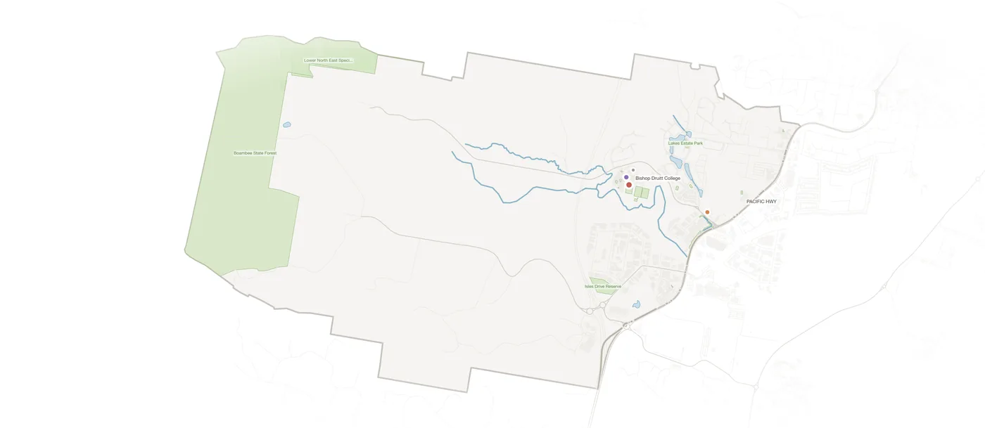 North Boambee Valley urban fabric map