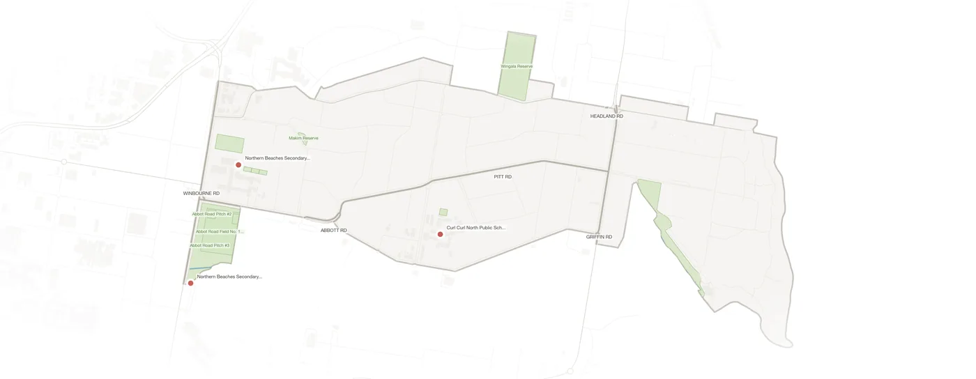 North Curl Curl urban fabric map
