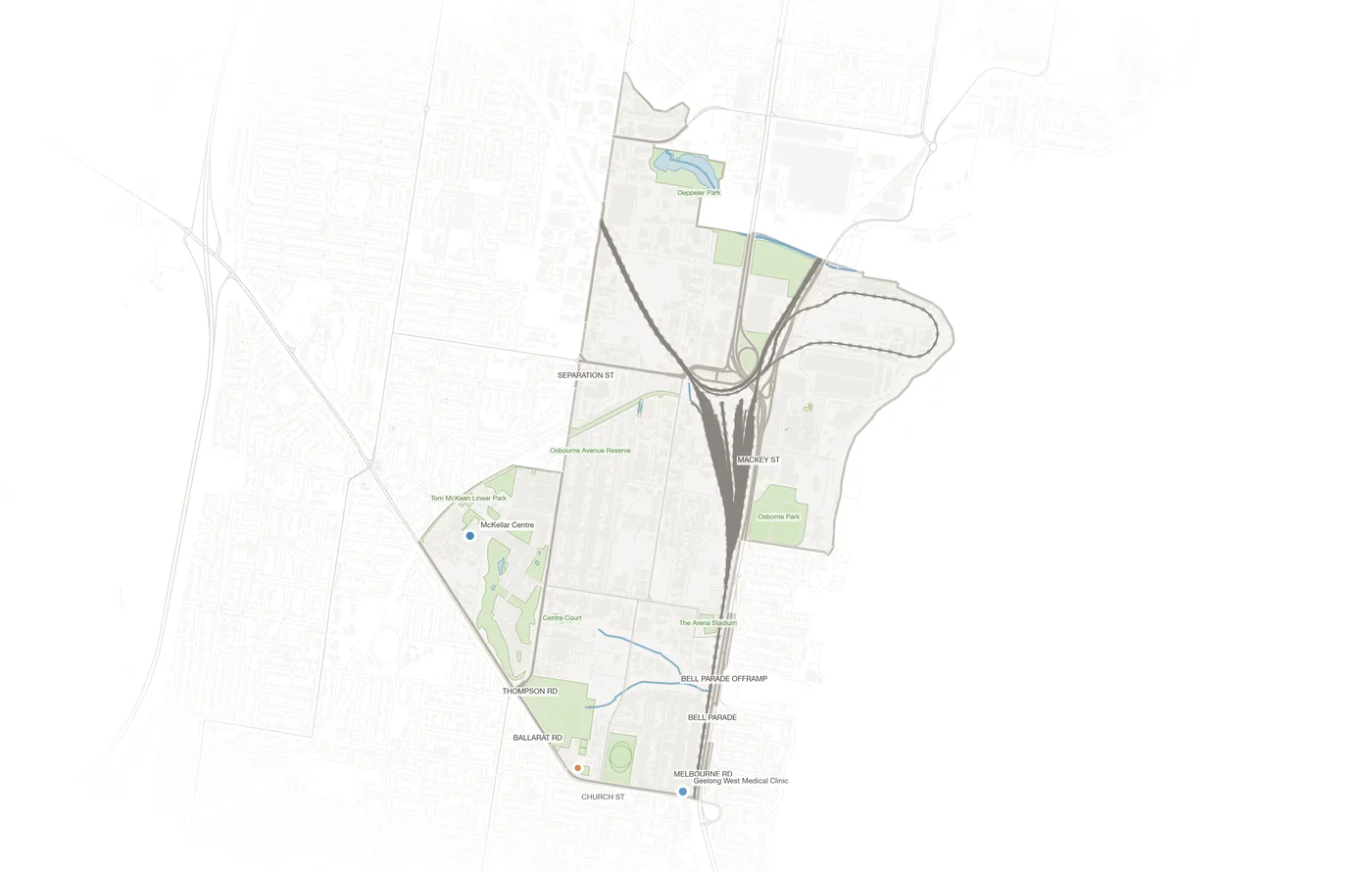 North Geelong urban fabric map