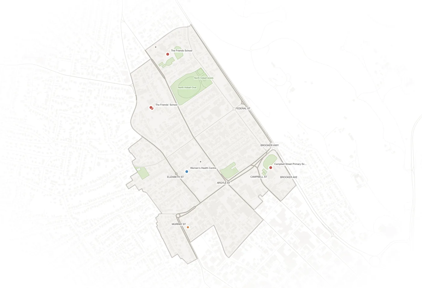 North Hobart urban fabric map