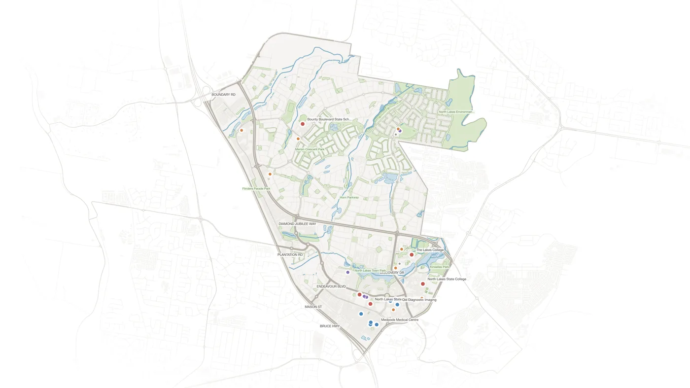 North Lakes urban fabric map