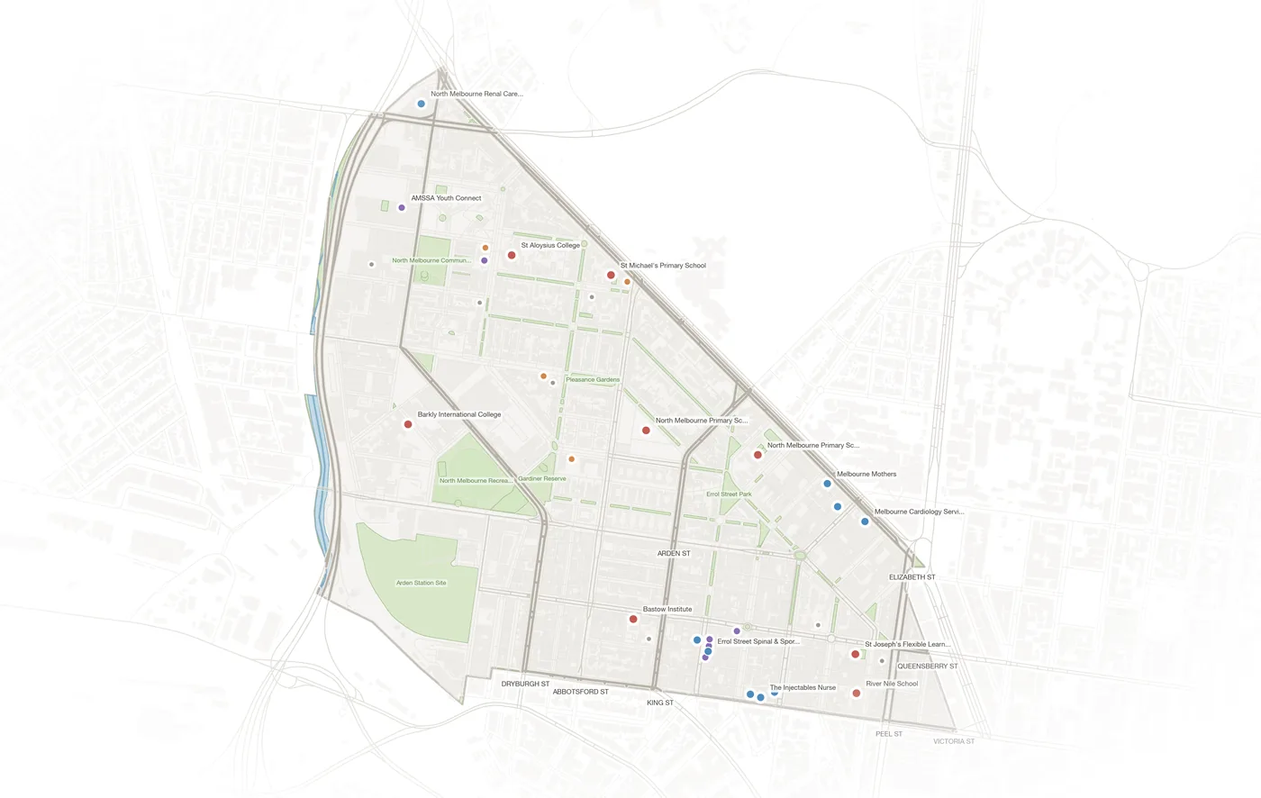 North Melbourne urban fabric map
