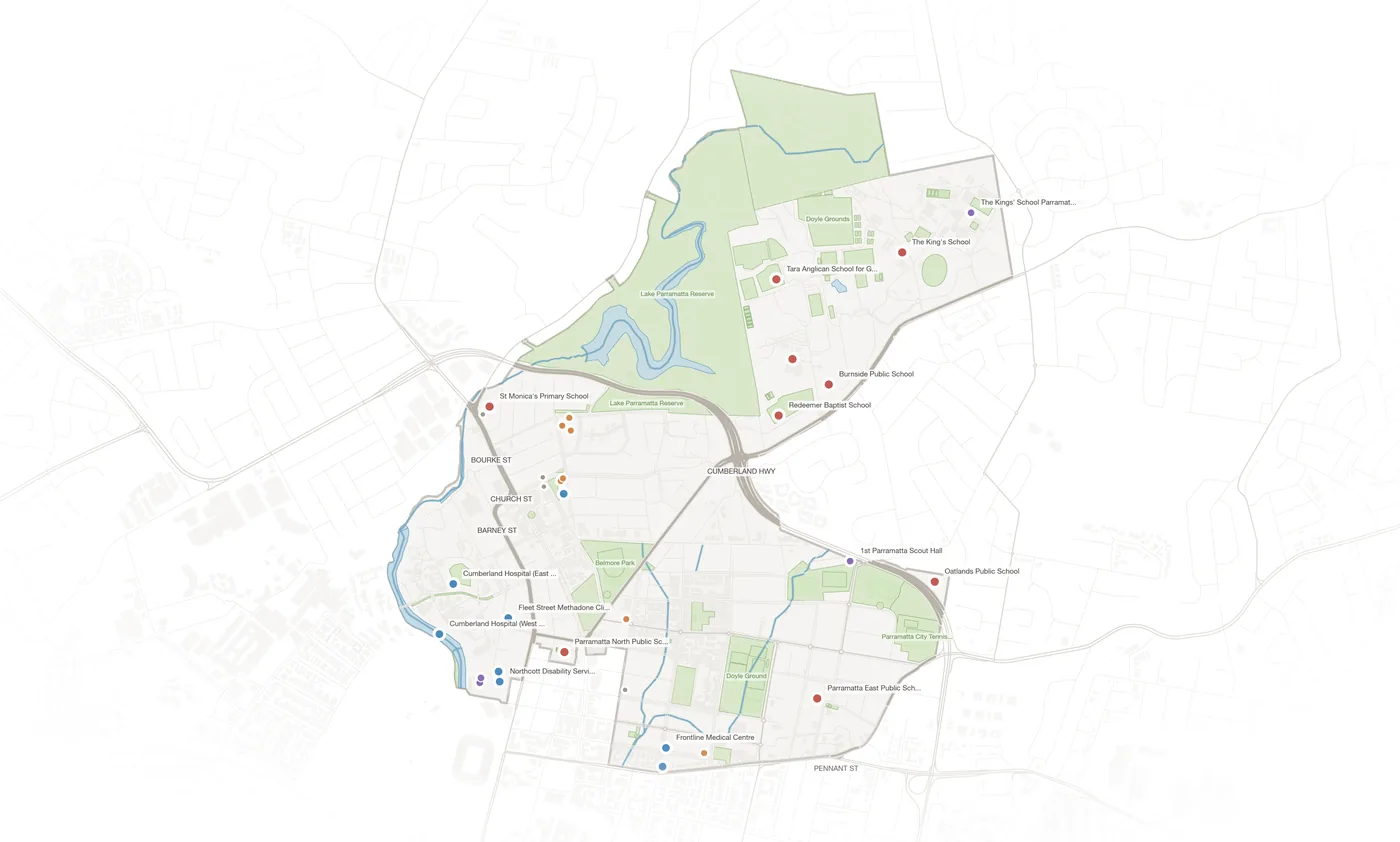 North Parramatta urban fabric map