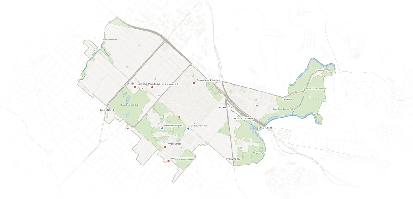 North Ryde urban fabric map