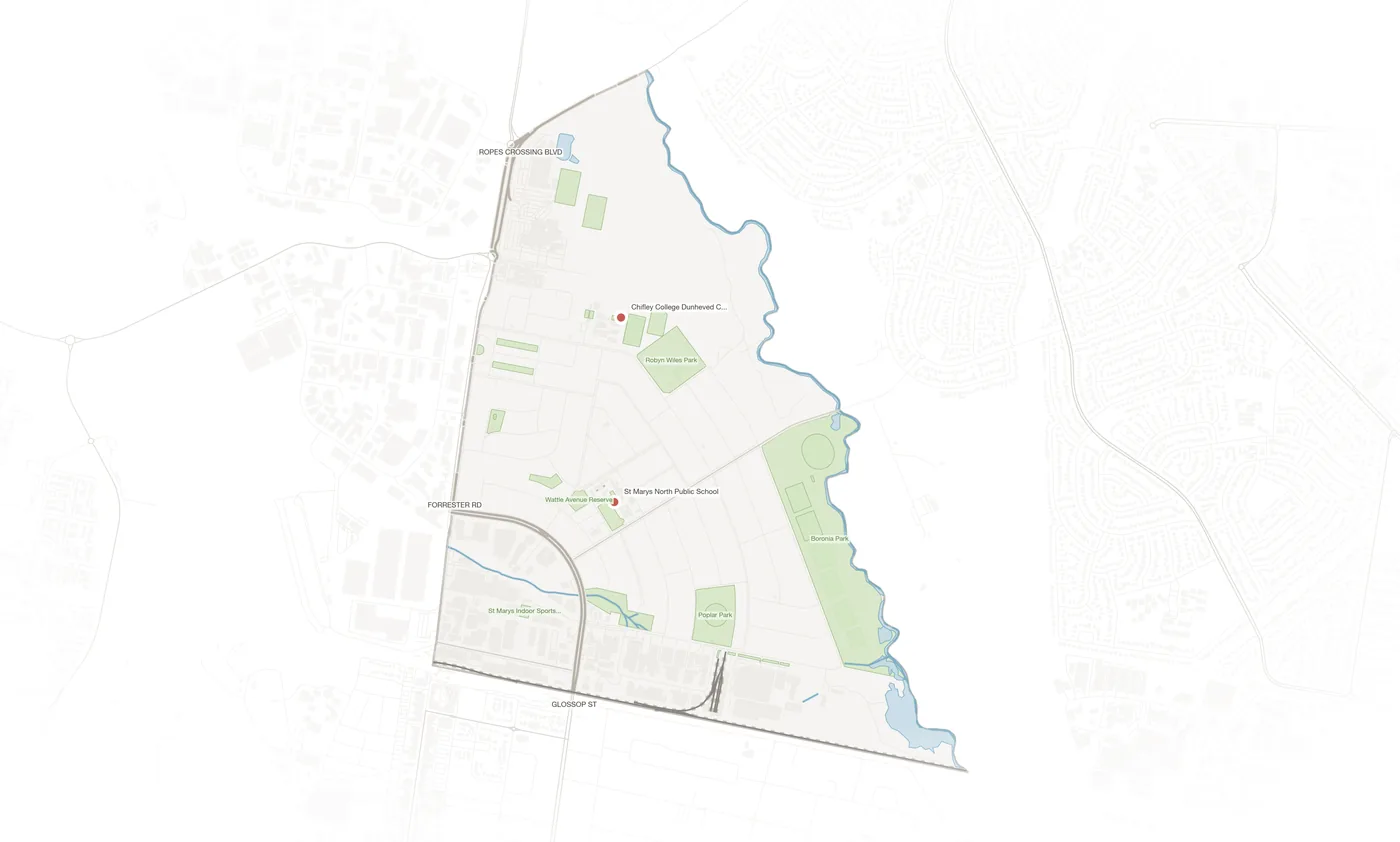 North St Marys urban fabric map