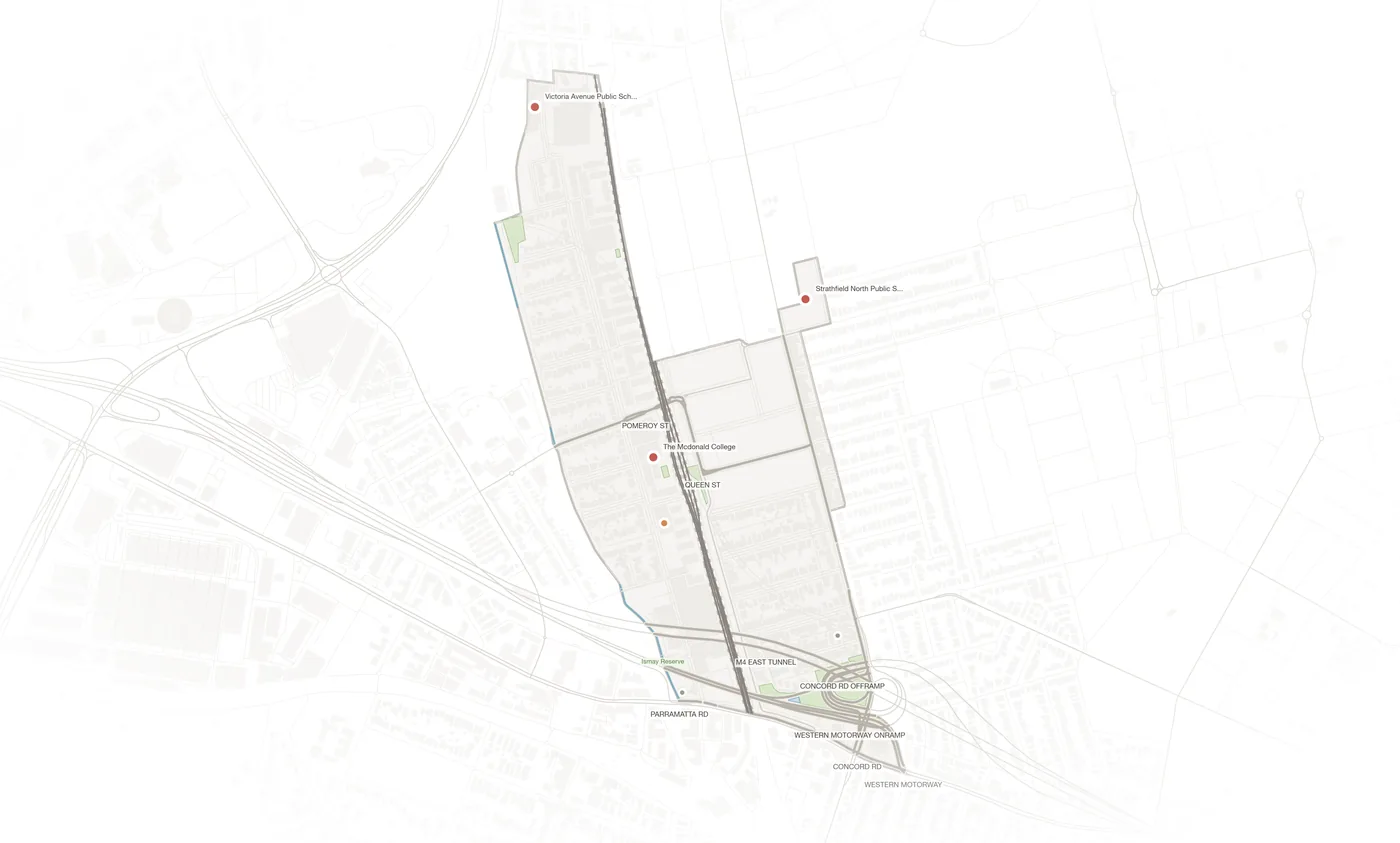 North Strathfield urban fabric map