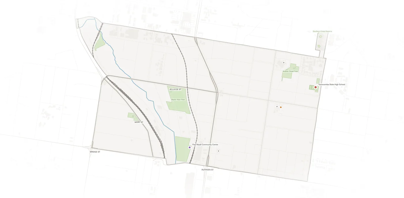 North Toowoomba urban fabric map