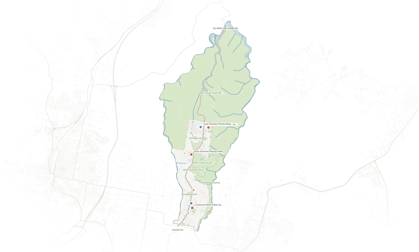 North Turramurra urban fabric map