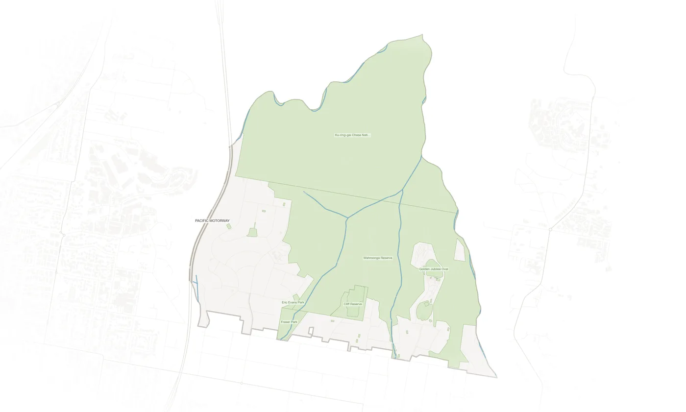 North Wahroonga urban fabric map