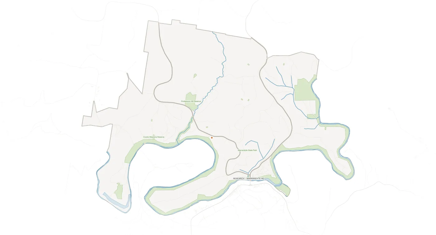 North Warrandyte urban fabric map