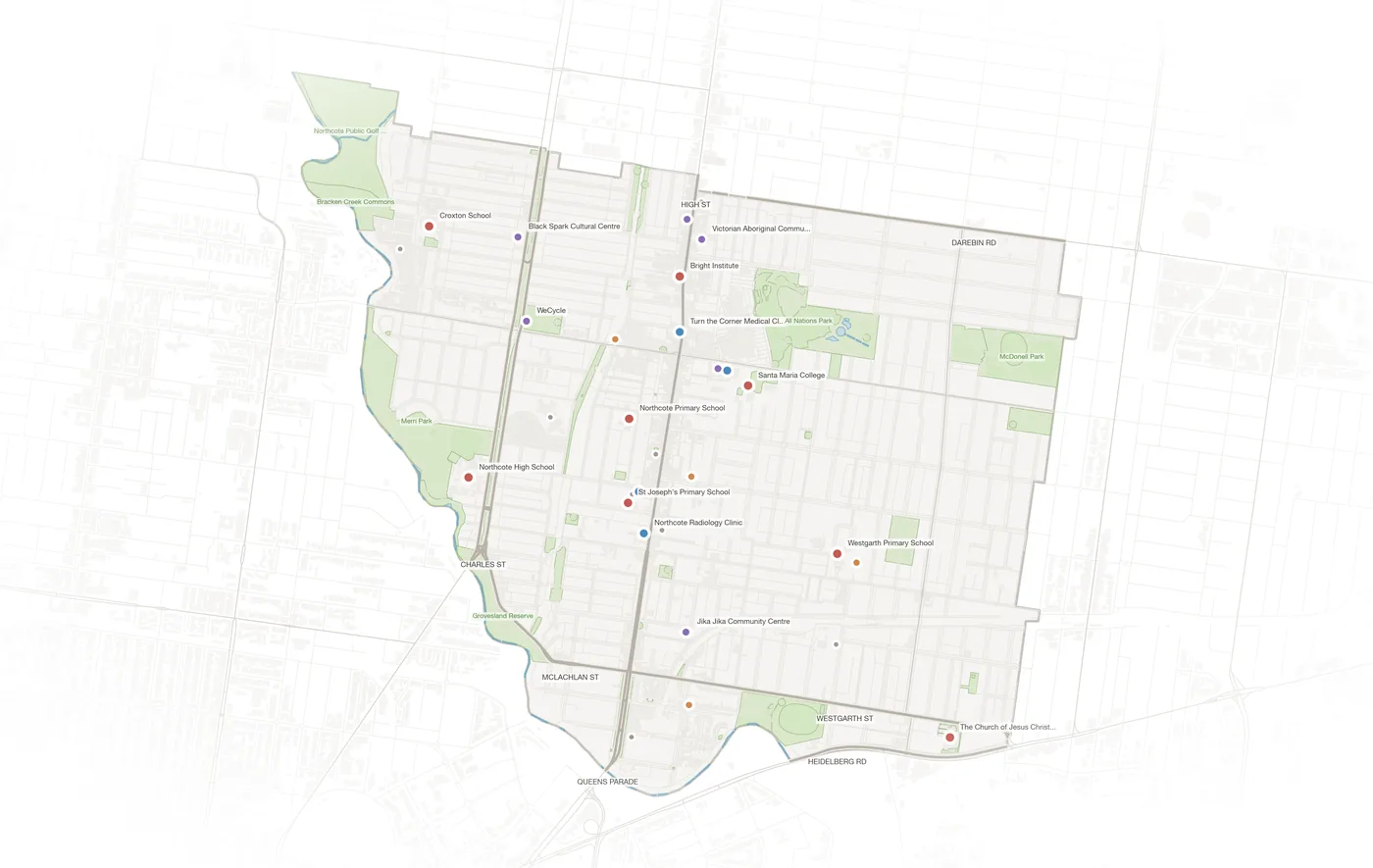Northcote urban fabric map
