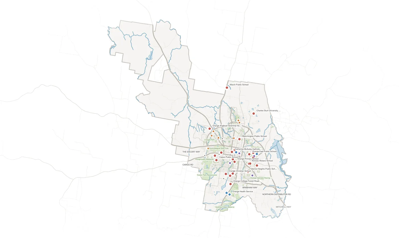 Orange urban fabric map