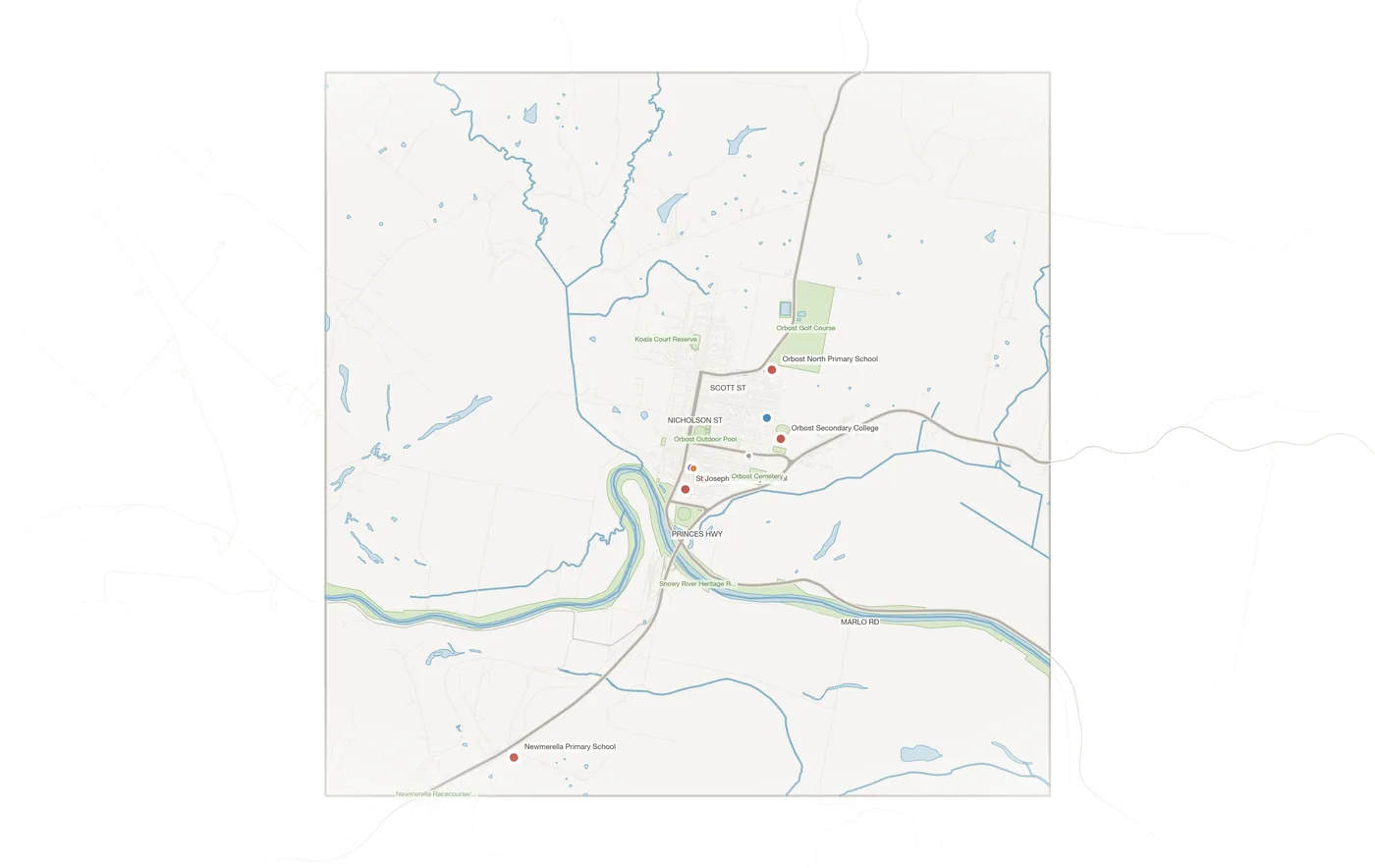 Orbost urban fabric map