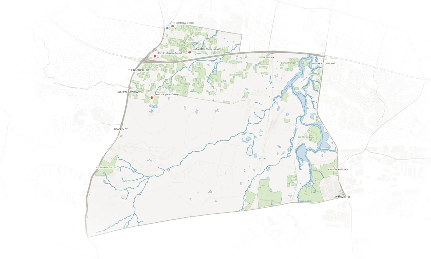Orchard Hills urban fabric map
