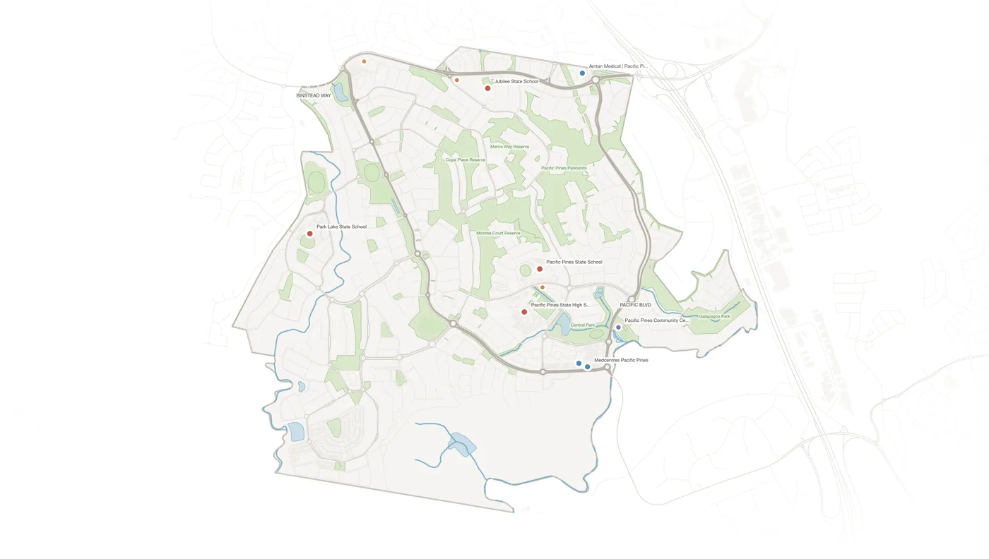 Pacific Pines urban fabric map