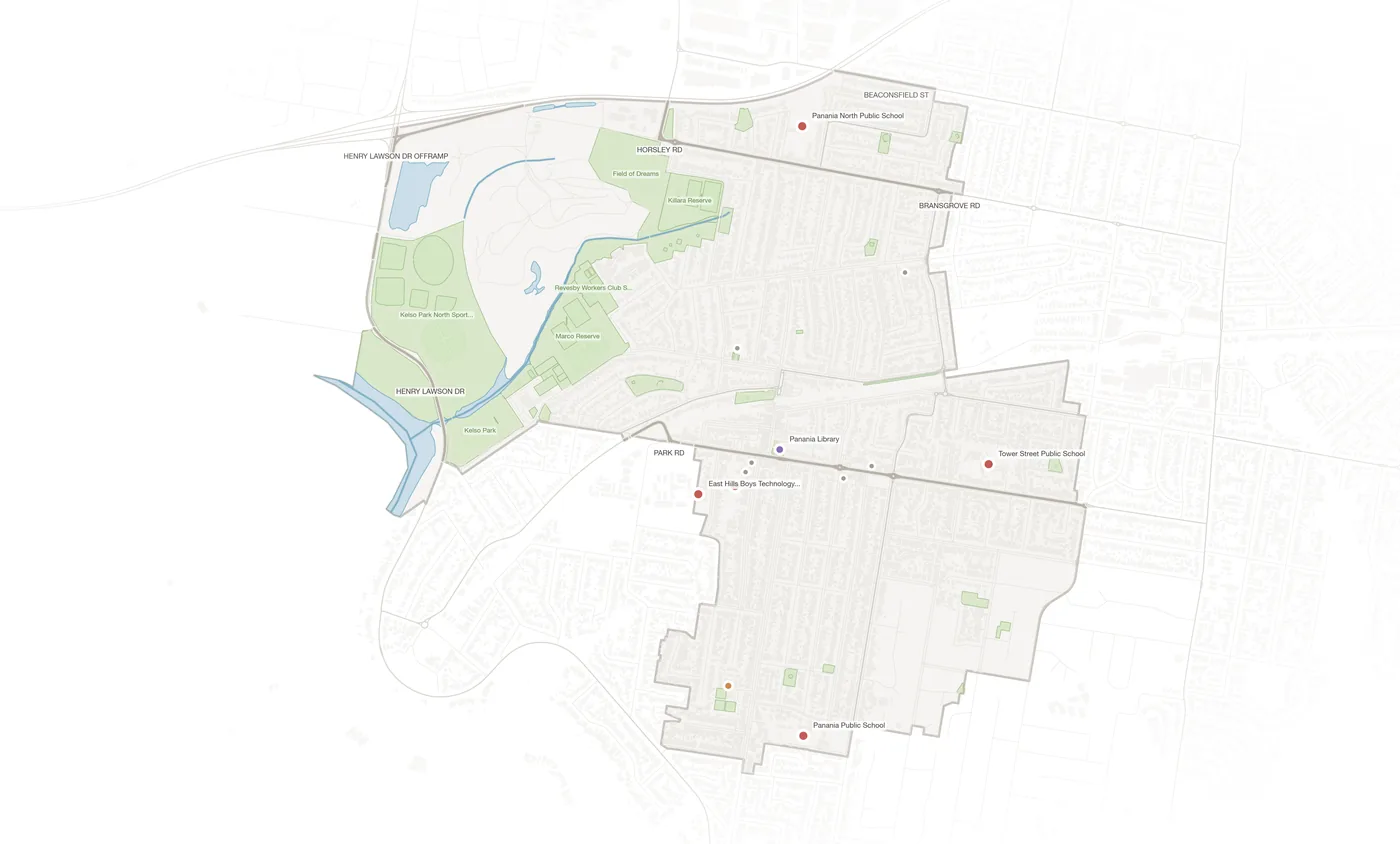 Panania urban fabric map
