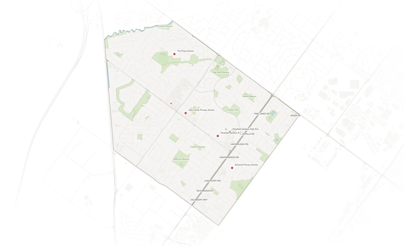 Parafield Gardens urban fabric map