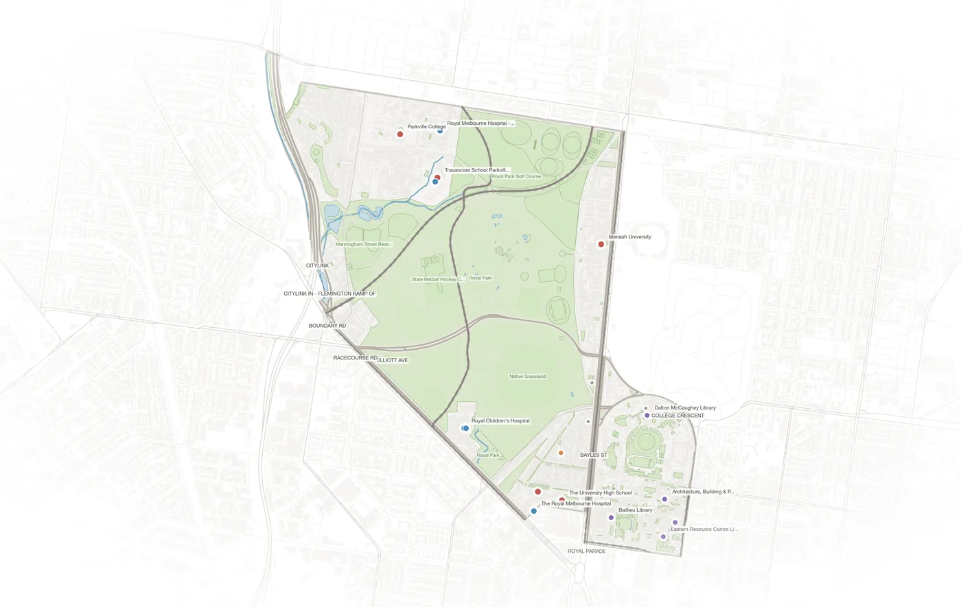 Parkville urban fabric map