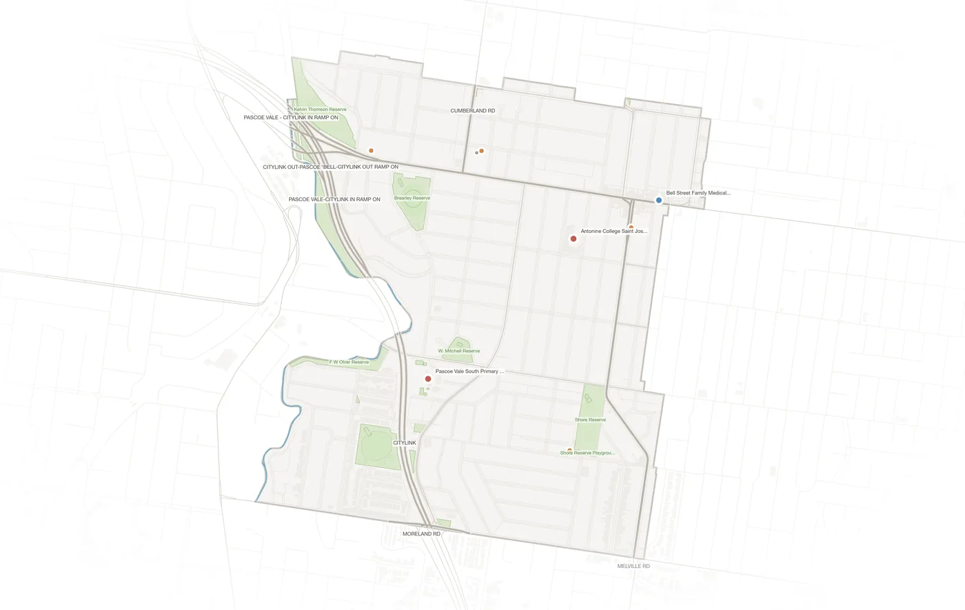 Pascoe Vale South urban fabric map