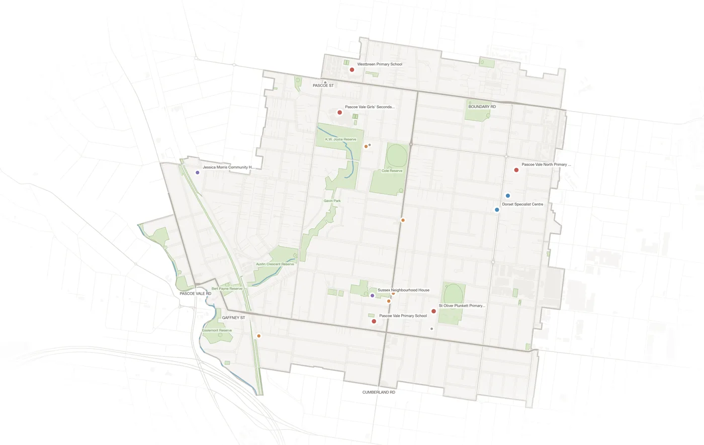 Pascoe Vale urban fabric map