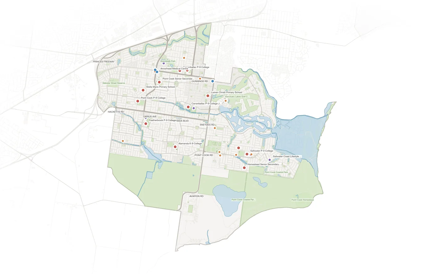 Point Cook urban fabric map