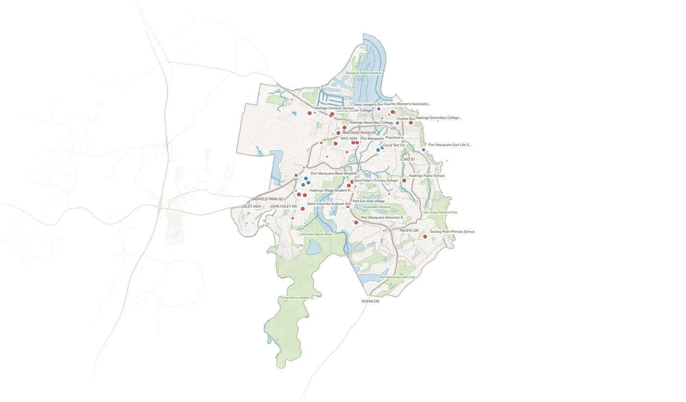Port Macquarie urban fabric map