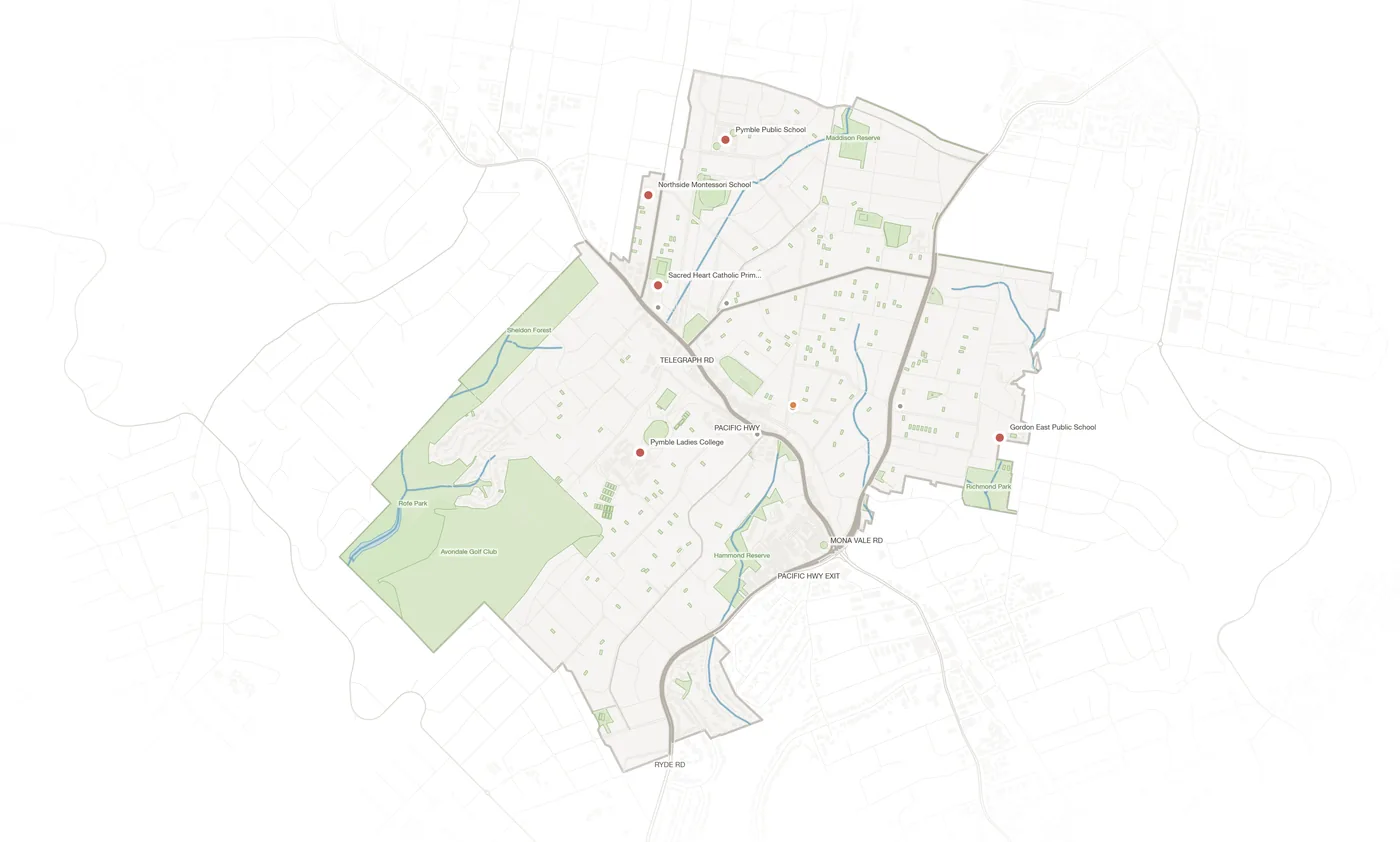 Pymble urban fabric map
