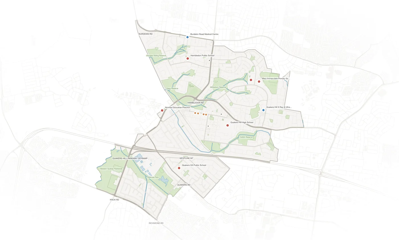 Quakers Hill urban fabric map