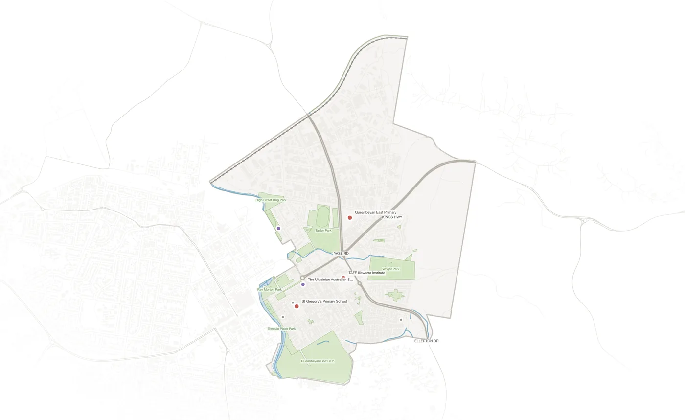 Queanbeyan East urban fabric map