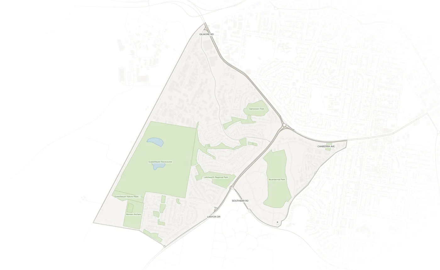 Queanbeyan West urban fabric map