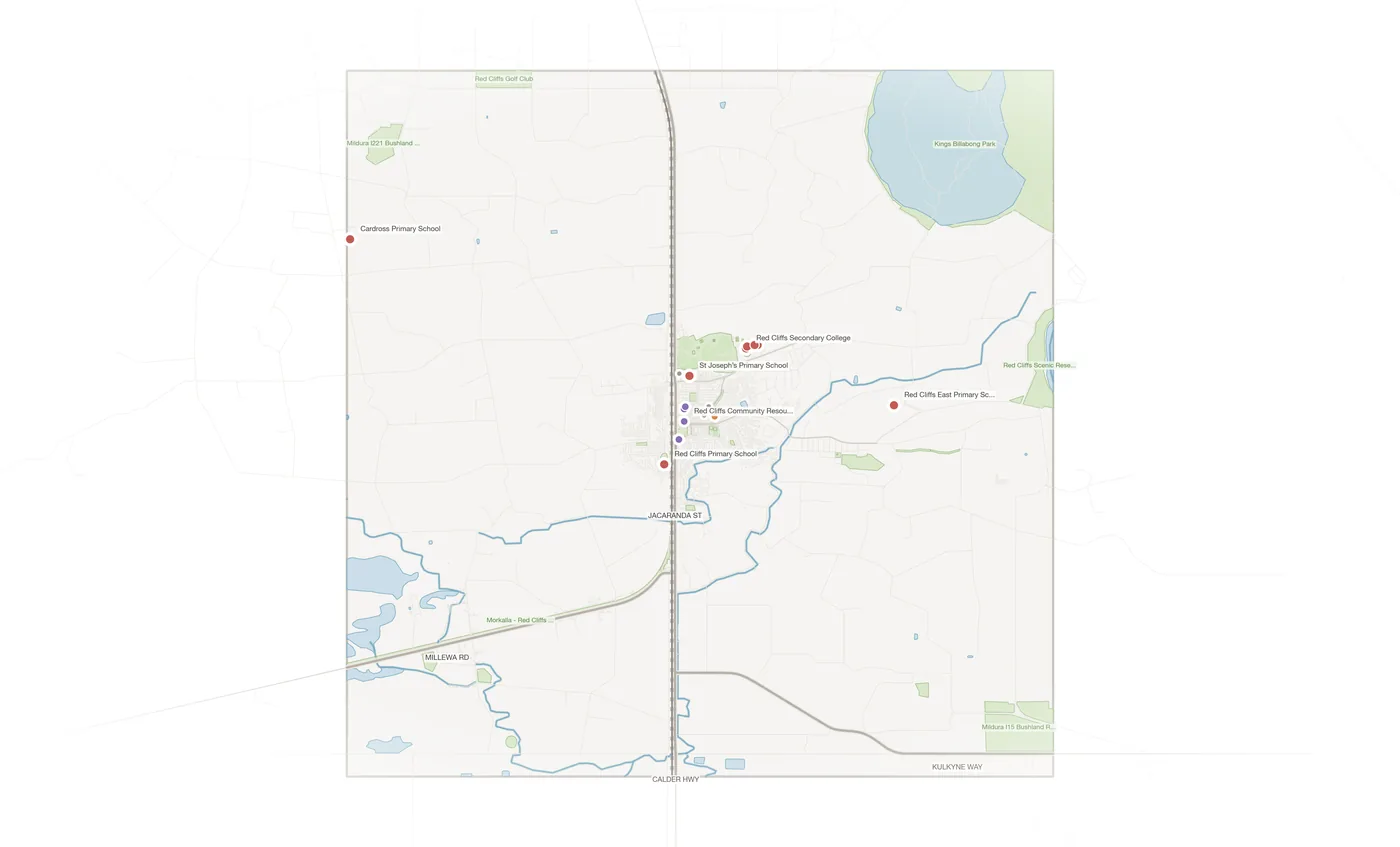 Red Cliffs urban fabric map