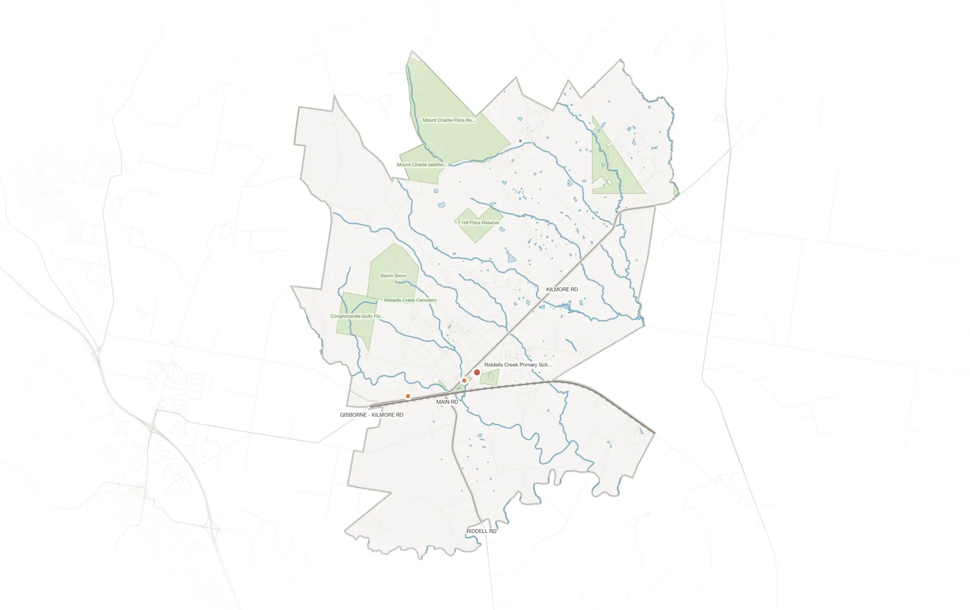 Riddells Creek urban fabric map