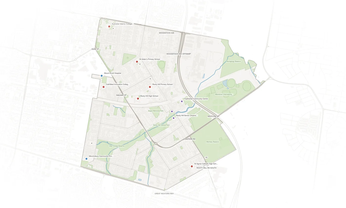 Rooty Hill urban fabric map