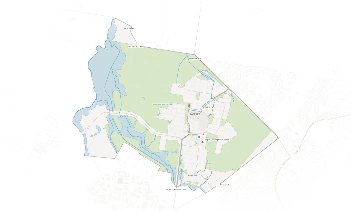 Ropes Crossing urban fabric map