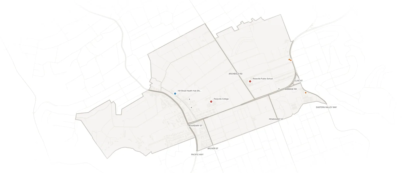 Roseville urban fabric map