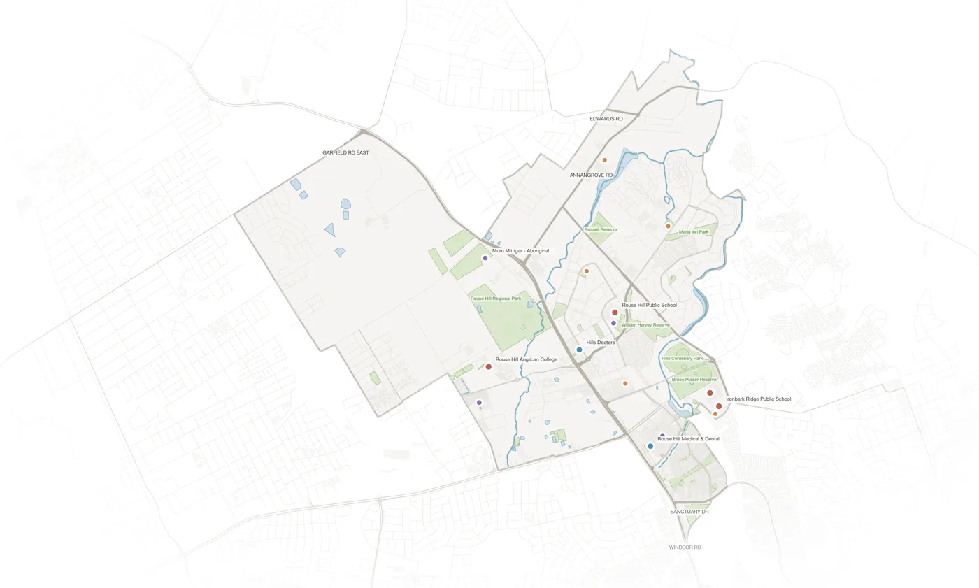 Rouse Hill urban fabric map