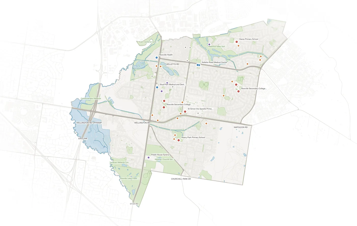 Rowville urban fabric map