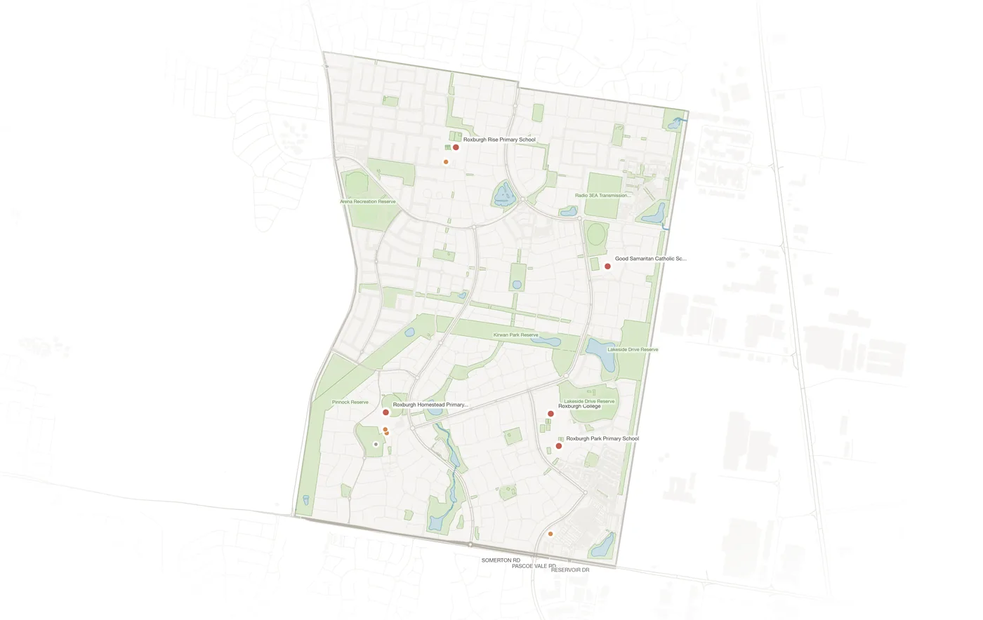 Roxburgh Park urban fabric map