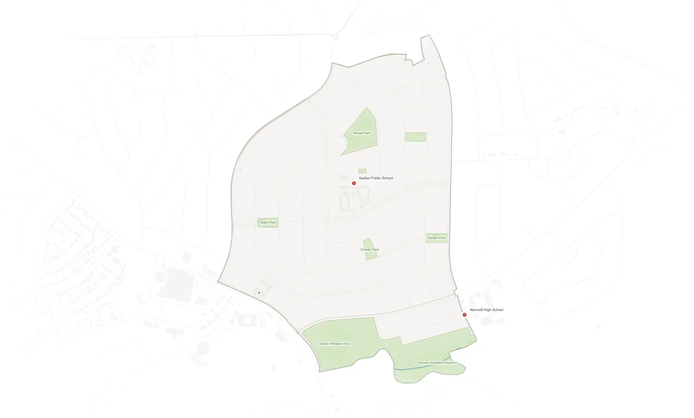 Sadleir urban fabric map