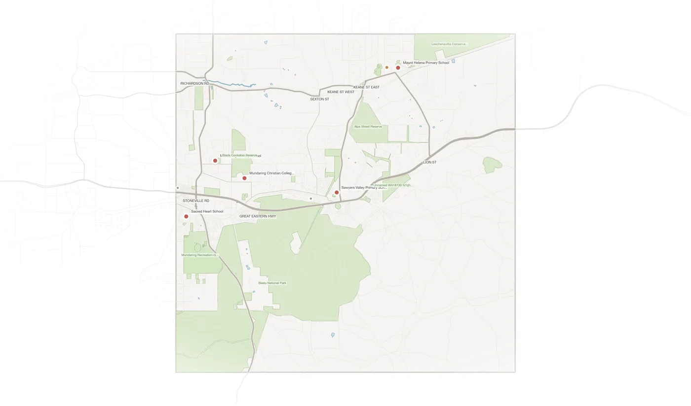 Sawyers Valley urban fabric map