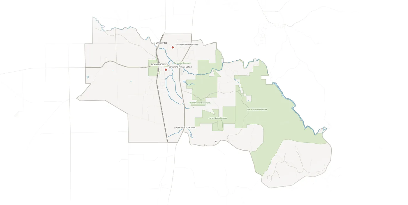 Serpentine urban fabric map