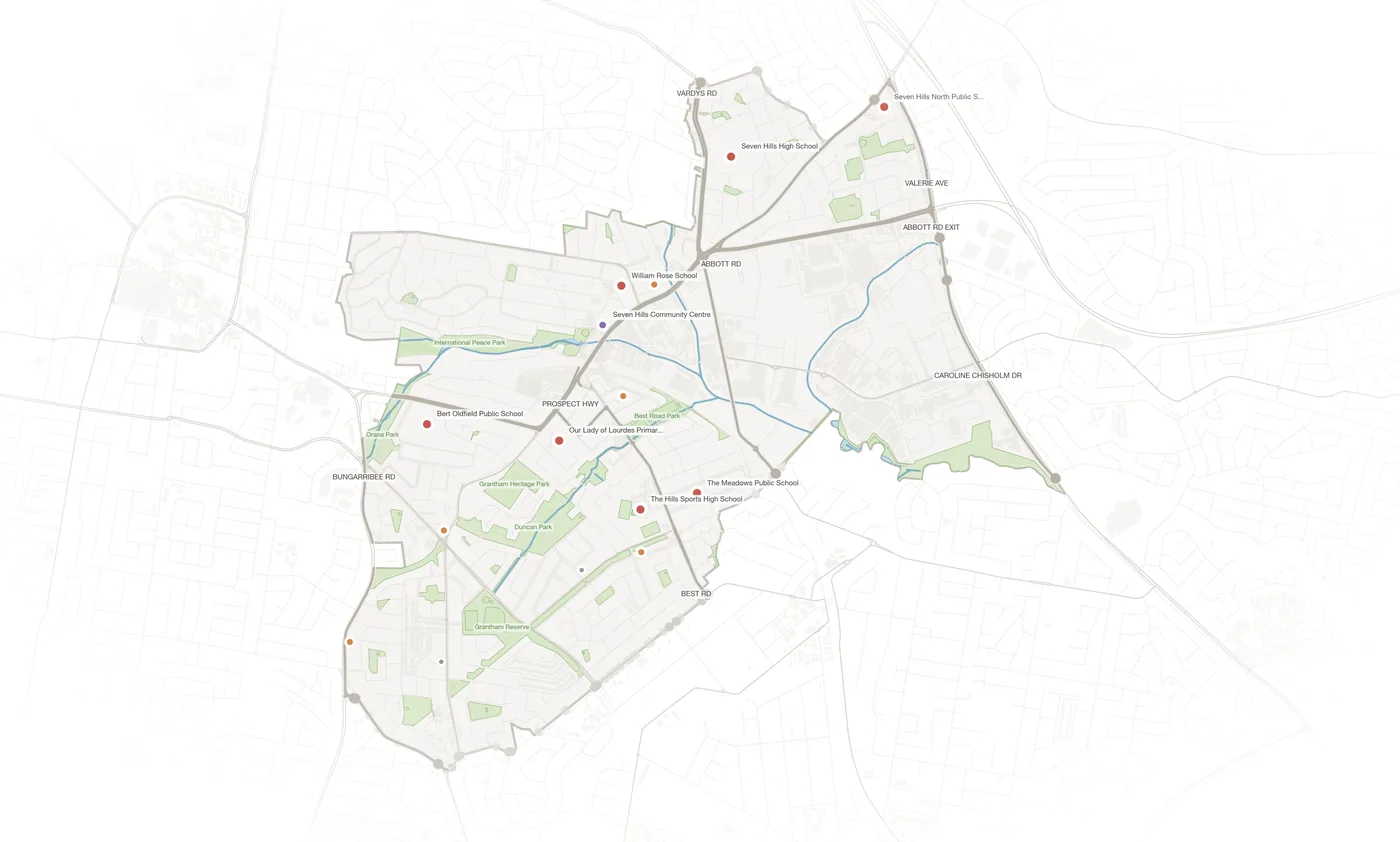 Seven Hills urban fabric map