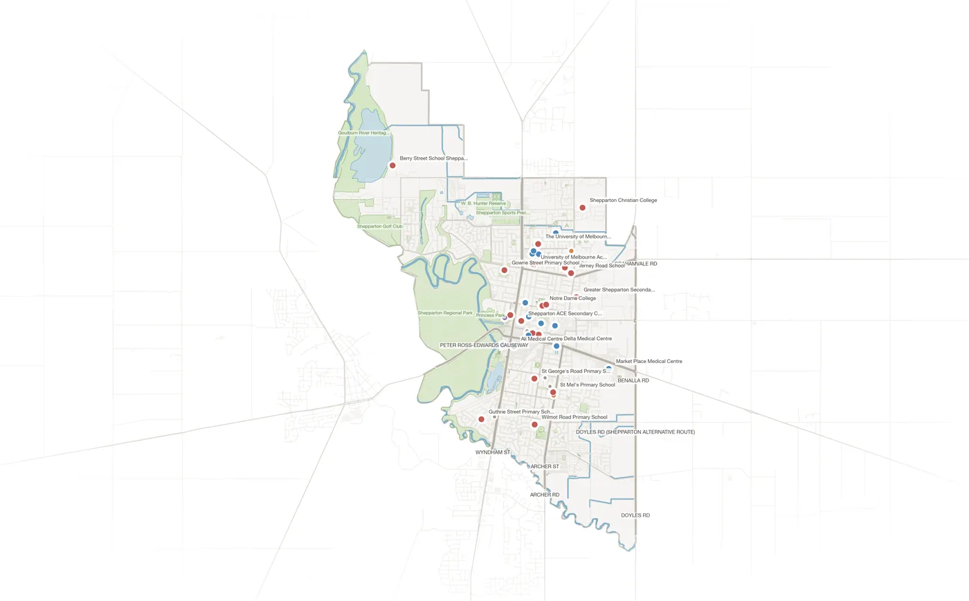 Shepparton urban fabric map