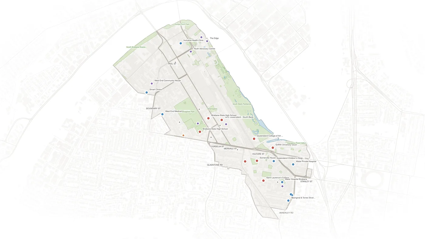 South Brisbane urban fabric map