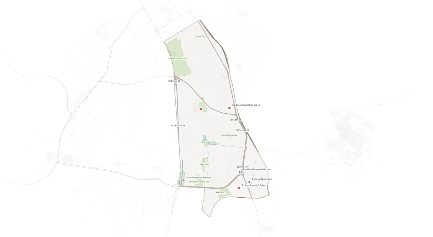 South Gladstone urban fabric map