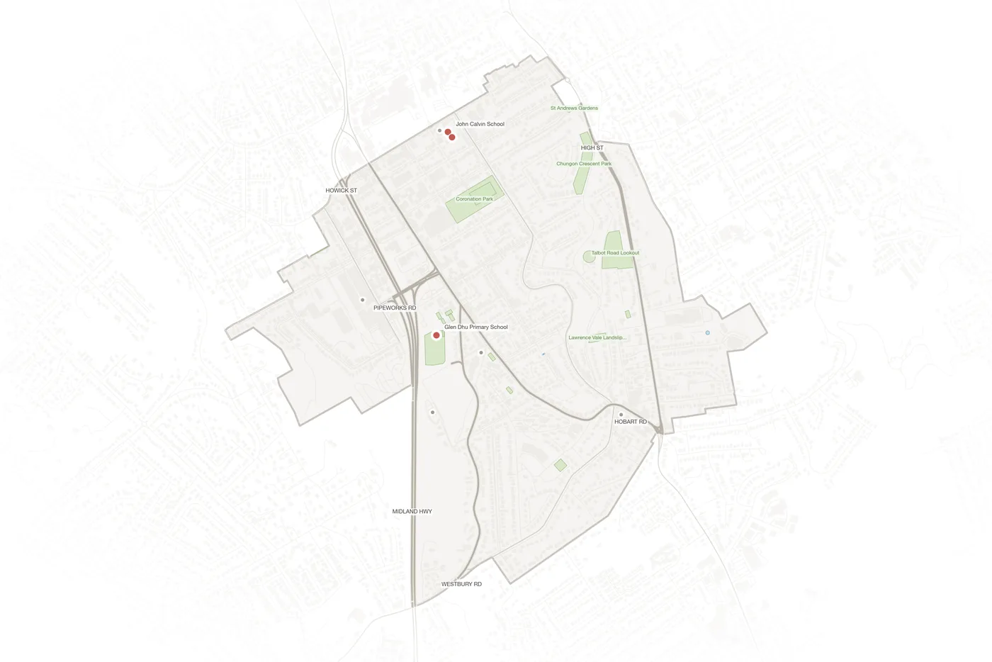 South Launceston urban fabric map