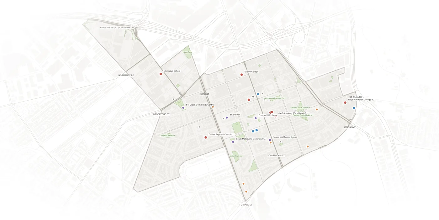 South Melbourne urban fabric map
